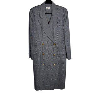 Vintage Talbots Houndstooth Double-Breasted Blazer Dress Gold Buttons Size 10